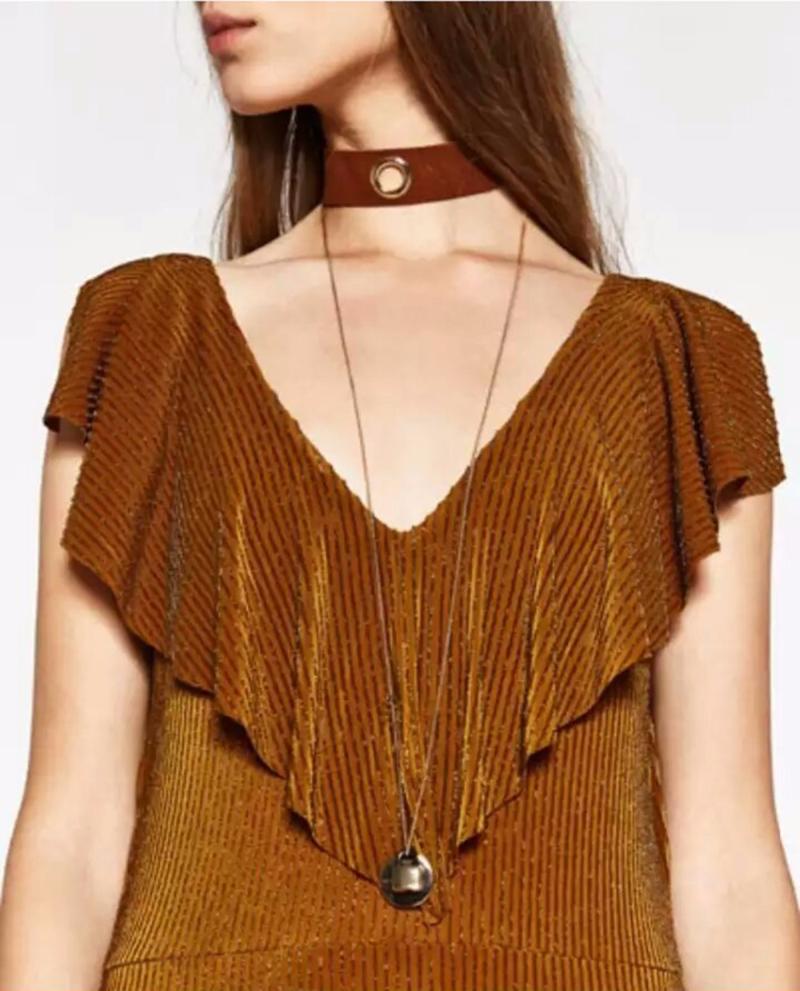 

New Fashion Black/Brown Leather Choker Necklaces & Pendants Lock Shape Tassel Chain Bohemian Turkish Long Necklace Women Jewelry
