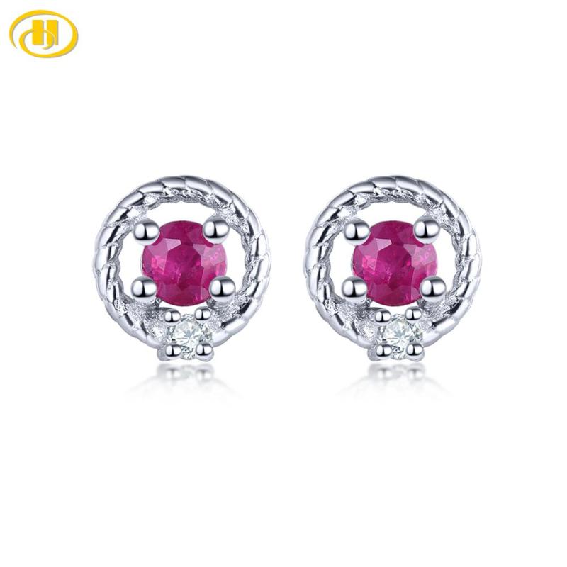 

Natural Precious Ruby Sterling Silver Women's Earring Round 2.5mm 0.2 Carats Genuie Ruby Lovely Earring Style New Year Gifts