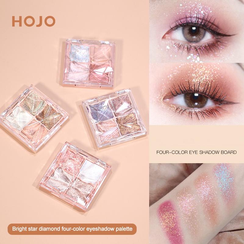 

4 Color Eye Shadow Palette Glitter Pearlescent Waterproof Easy to Wear Long-lasting Eye Shadow Makeup Cosmetic Powder TSLM1, 02