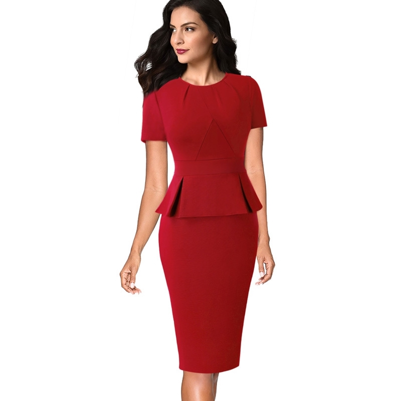 

Vfemage Womens Vintage Elegant Pleated Neck Ruffle Peplum Zipper Wear to Work Office Business Vestidos Bodycon Sheath Dress 532 Y200102, Dark blue 1