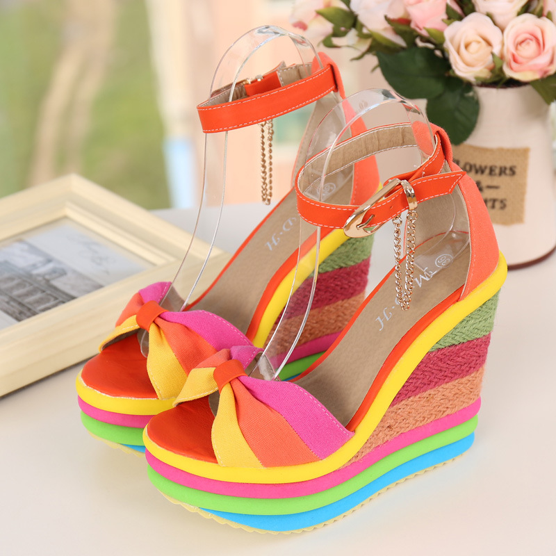 

Women Sandals Fashion High Heels Shoes Woman Peep Toe Platform Wedges Sexy Women Heels Chaussures Femme Summer Pumps Gladiator Chunky Heels, Blue