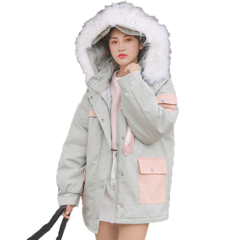 

2021 New Winter Female Keep Warm Down Cotton Jacket Korean Version Loose Coat Fashion Women Parkas Casual Tops A324 V9g3, Black