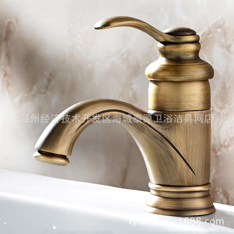 

Basin Faucet Antique European Style Single Hole Single Control Basin Faucet Hot And Cold Copper Bathroom Faucets For Bathroom
