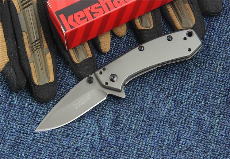 Kershaw 1555TI Titanium Tactical Folding Knife Hinderer Design Flipper
