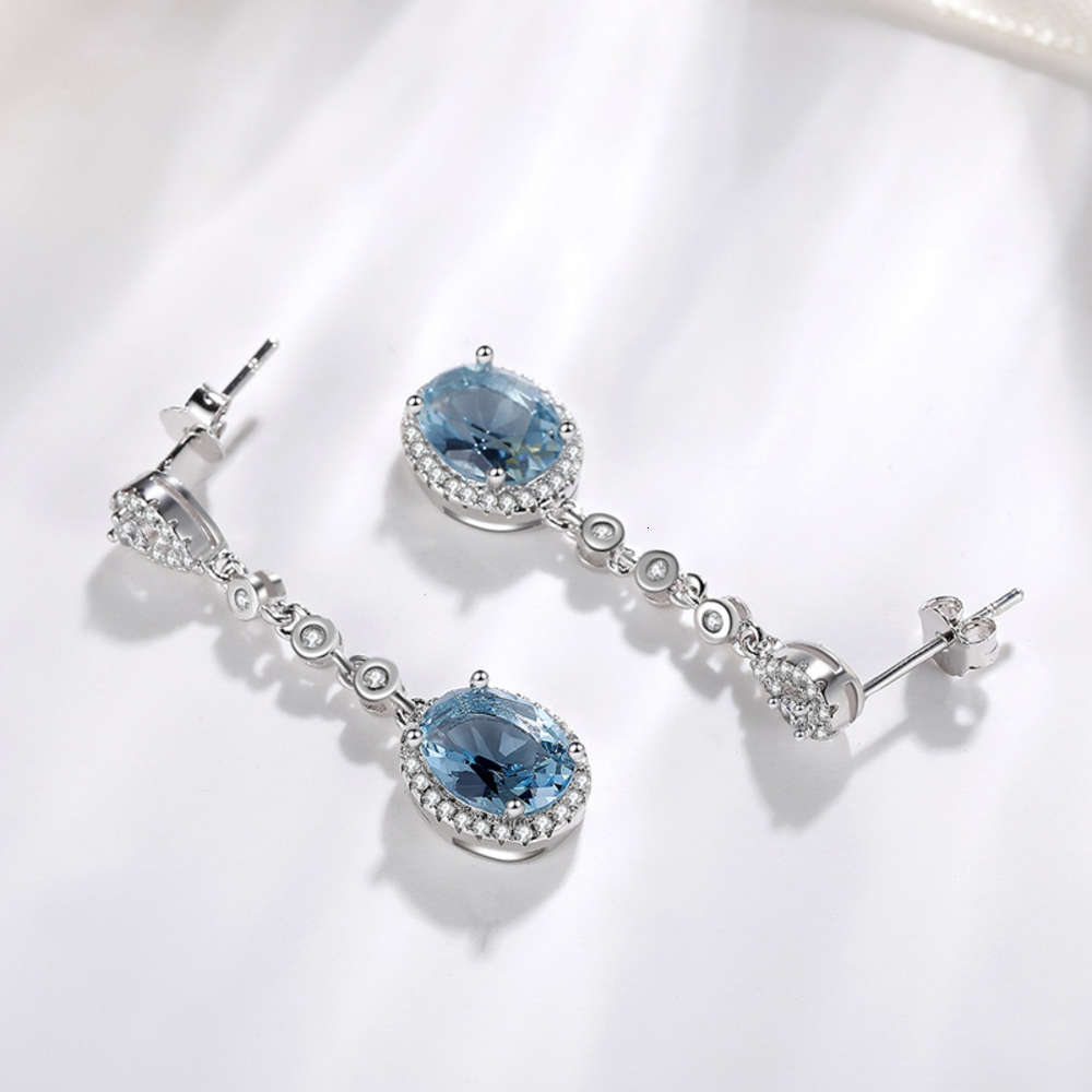 

Luxurys Designers Fashion Ed028 imitation jewelry sea blue jewelry earrings gold plated inlaid Zircon Earrings Blue Long women's jewelry