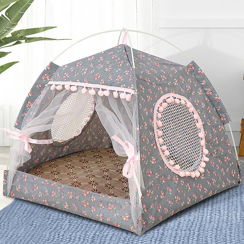 

Cute Pet Bed for Cats Puppy Dog House Bed Breathable Summer Tent Cat Beds for Rabbits Hamster Cat Pet House