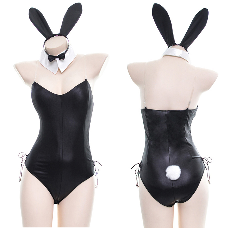 

Japanese sexy bodysuit lingerie pretty girl fake leather material rabbit woman underwear kawaii cosplay fetish attire, Red
