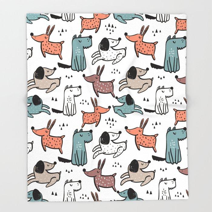 

Dog Pattern Throw Blanket Portable Soft Picnic Blanket Warm Sofa Bed Sheets Flannel for Bed