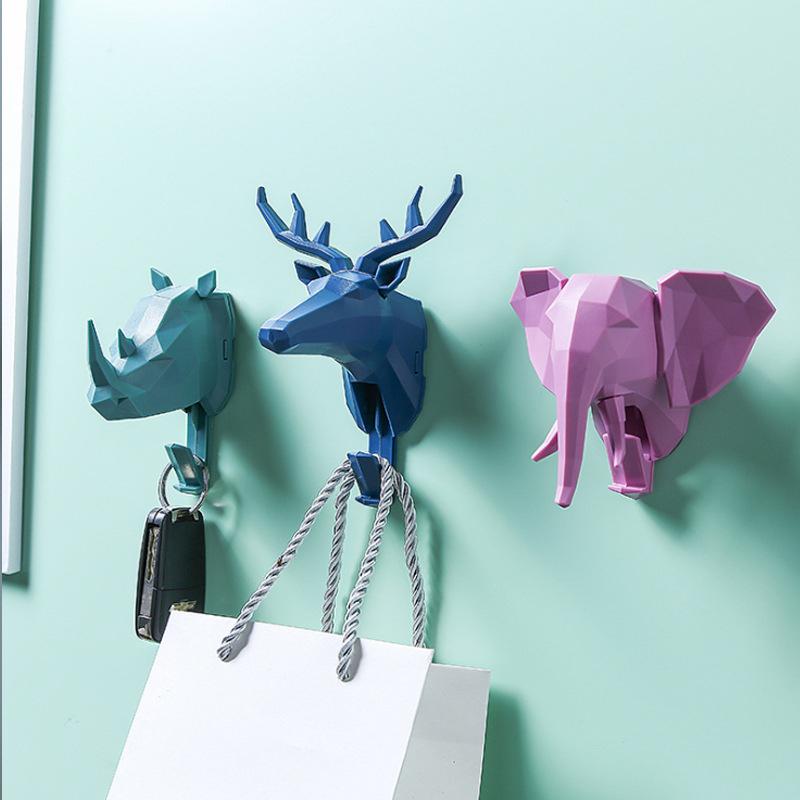 

Home Decor 3D Antlers Horse Elephant Hooks Household Decorative Animal Style Wall Coat Keys Holder Clothes Storage Hooks