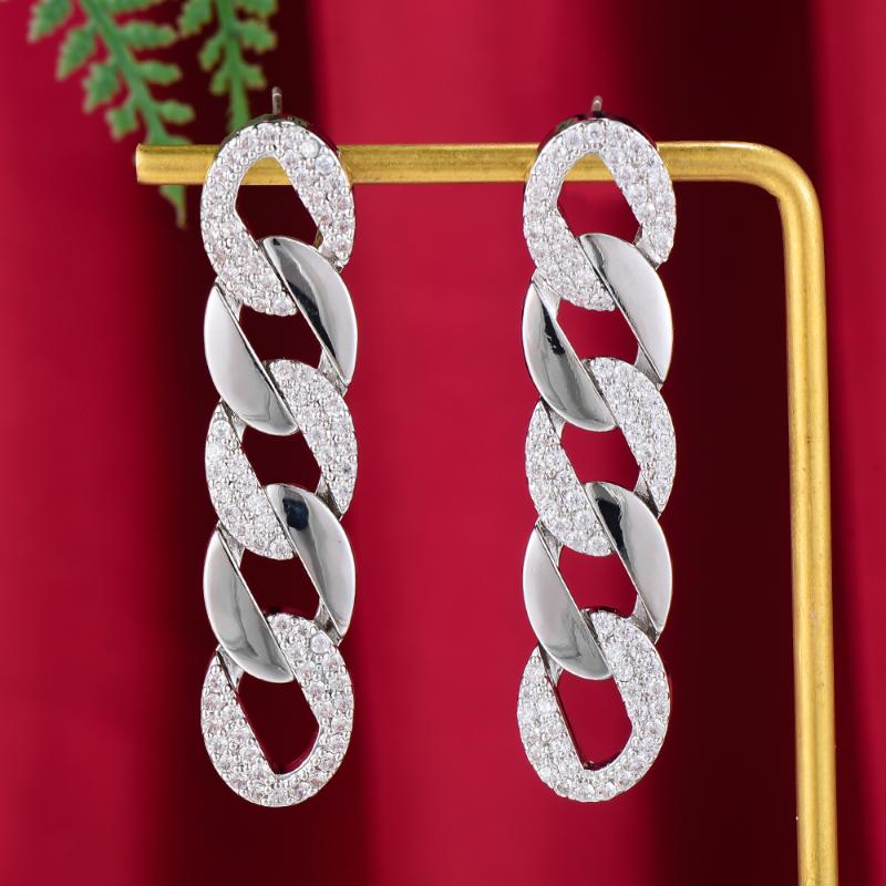 

missvikki High Quality 2021 Punk Cool Women Gold Chain Drop Earrings Brincos Classic Trendy CZ Pendant Engagement Dangle Earring