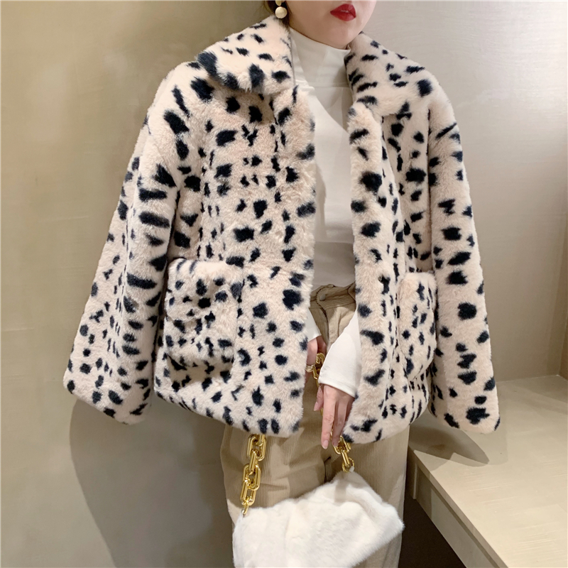 

Female Parkes Autumn long plus casual loose coat leopard fashion printing cotton quilted jacket parkas 839g, Photo color