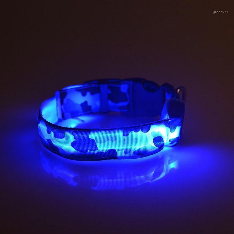 

NEW Pet Fashion LED Collar Lighted Up Nylon Camouflage Pattern LED Collar S  L Waterproof pet dog puppy kitten cat supplies1