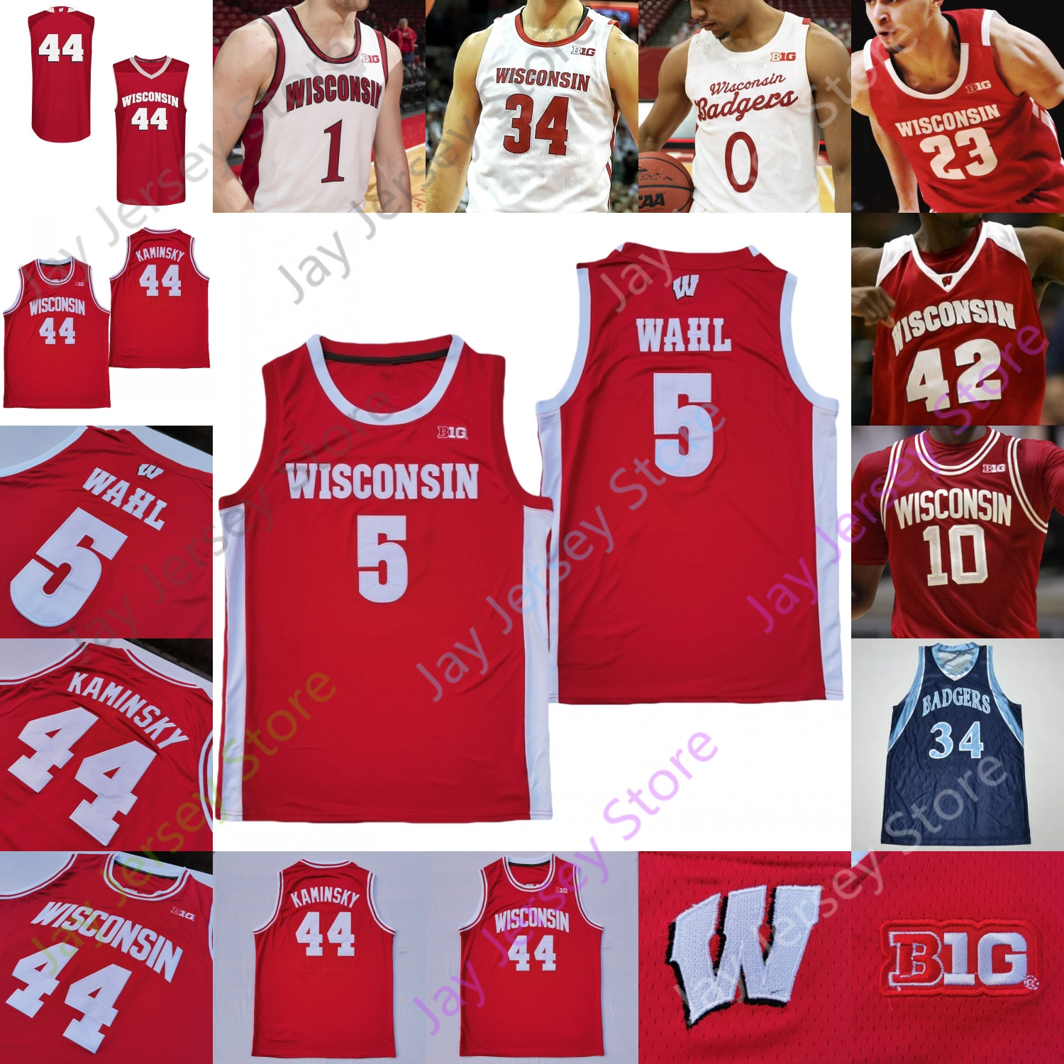 

Wisconsin Badgers Basketball Jersey NCAA College King Aleem Ford Trice Brevin Pritzl Walt McGrory Finley Harris Joe Hedstrom Micah Potter, White