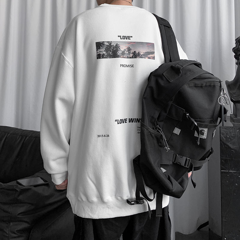 

Sweat Spring 2021 and New Autumn Printed High Quality Cotton Youth Size -5xl Male Campus T7EB, White