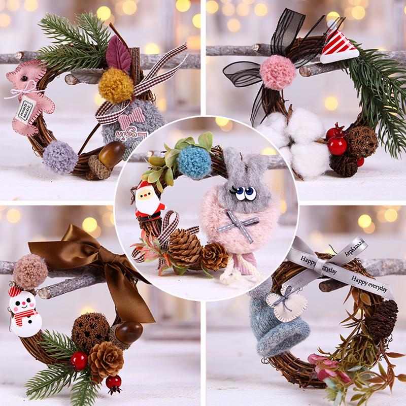 

Artificial Plant Rattan Wreath Mini Garlands Home Christmas Party Decor Wooden Five-Pointed Star Pendant Gift Hanging Ornament