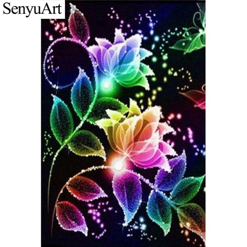 

Paintings SenyuArt 5d Diy Paint With Diamonds Accessories Full Drill Paiting By Numbers Embroidery Mosaic Cuadros Flower Cross-stitch Kits