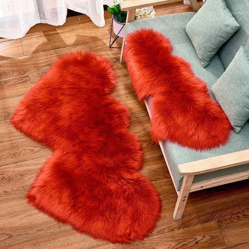 

Fluffy Soft Shaggy Rugs Faux Fur Double Heart Shape Bedroom Bedside Floor Mat Red Pink White Artificial Sheepskin Hairy Carpets1, Carpet15