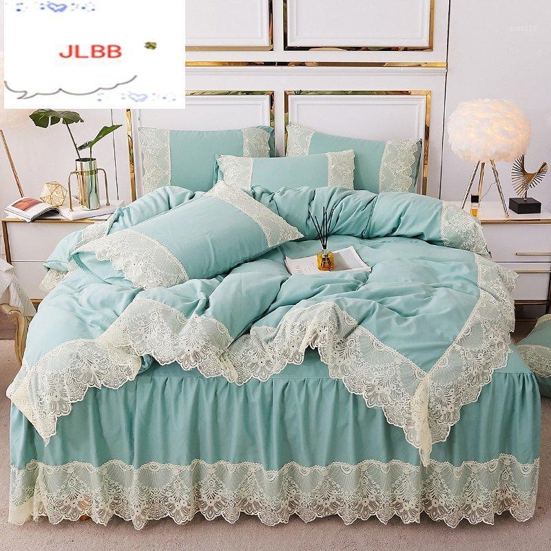 

Bedding Set Christmas Gift Lace Bed Skirt Soft Home Textiles Bedroom Queen King size Children Couple Student bed set1, Gray
