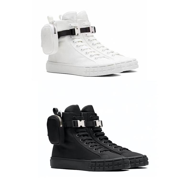 

Designer Shoes Wheel Re-Nylon High-top Sneakers for Men Women Combat Boots with Bag White Black Flat Cloth Platform Shoes With Box 260, Color 1