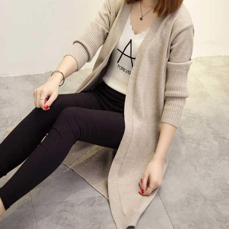 

Mid-length Cardigan Sweater Women Long-sleeved Jacket Autumn Winter 2021 Women's Solid Color Large Size Cardigan Sweaters, Black