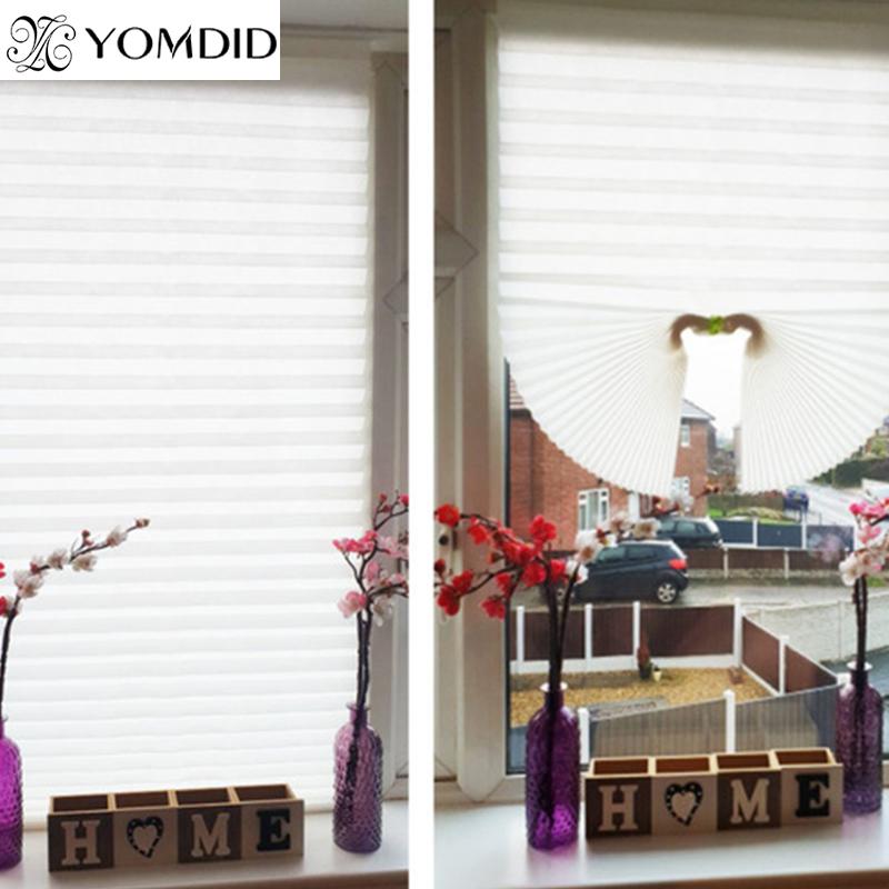 

YOMDID Roman Blinds Blackout Curtains For Bedroom Cordless Pleated Halloween Home Kitchen Easy Install Roll Curtain Cortina, White