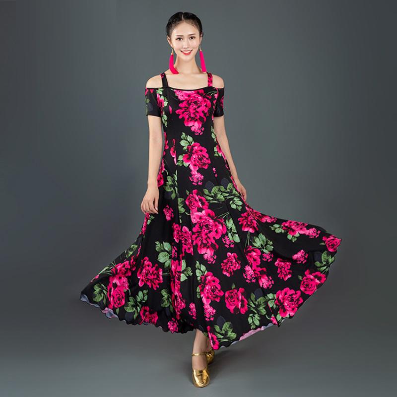 

print short-sleeved Ballroom Dance Dress waltz dress for ballroom Dancing Tango Dance costumes Spanish Flamenco, Color