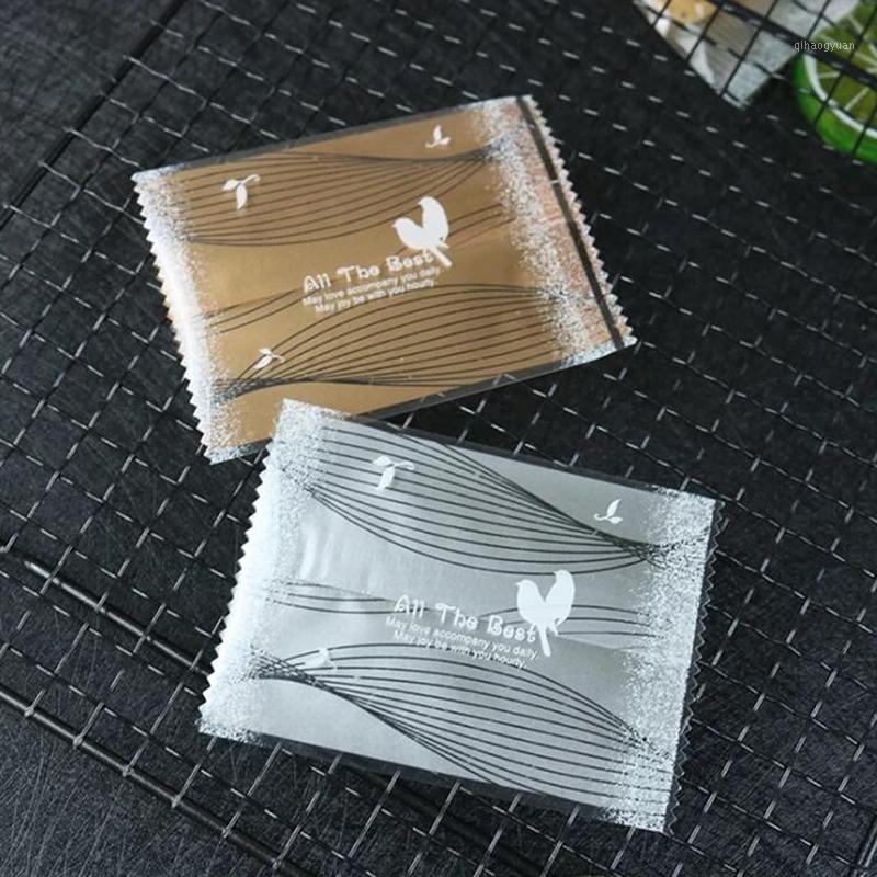 

100pcs/pack Gift Packaging Gold Happy Bird Snowflake Crisp Bag Frosted Flower Fruit Biscuit Bag Nougat Candy1