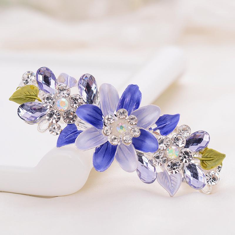 

Fashion Flower Hair Barrettes Women Rhinestone Crystal Hairpin Hair Clips Ladies Alloy Big Hairpins Headdress Accessories1