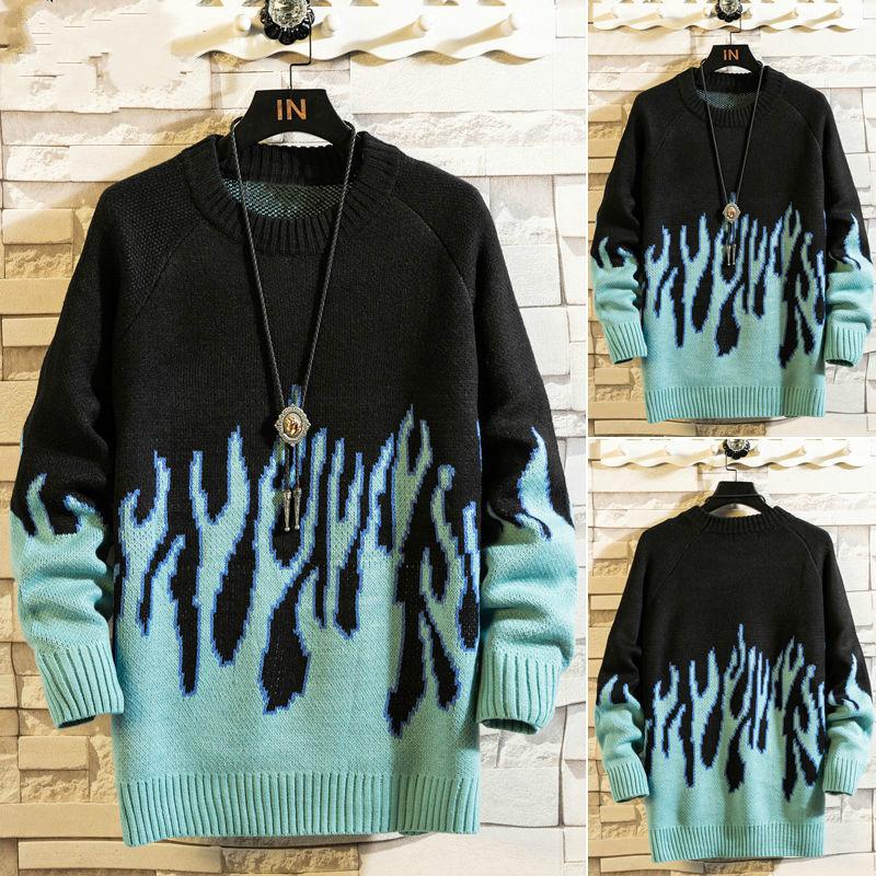 

Autumn and Winter Japanese Tide Brand Sweater Men's Korean Couples Wear Lazy Style Men's Sweater Loose, Blue