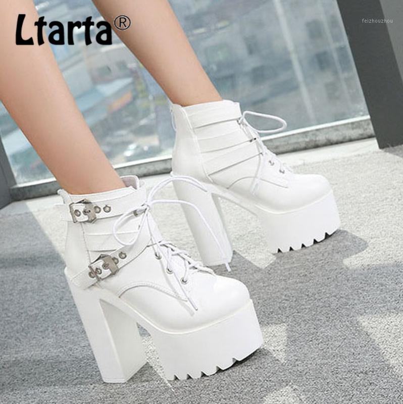 

LTARTA Lace Up Sexy Women Platfrom Show Boots 2020 Nightclub Sexy High-heeled Women's Boots Winter Women ZYW-659-11, Black thick