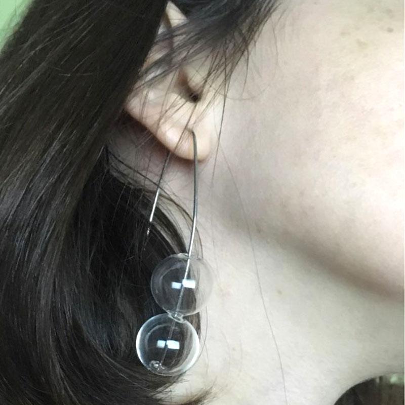

Charm Original Unique Big Clear Bubble Hoop Earrings For Women Handmade Blown Glass Ball Long 2021 Korean Bijoux