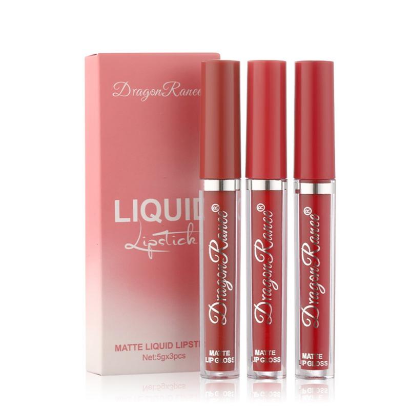 

3pcs Red Lip Gloss Tubes Long Lasting Waterproof Moisturizer Liquid Lipsticks Makeup Cosmetics Lip Tint Pigment Women Gift