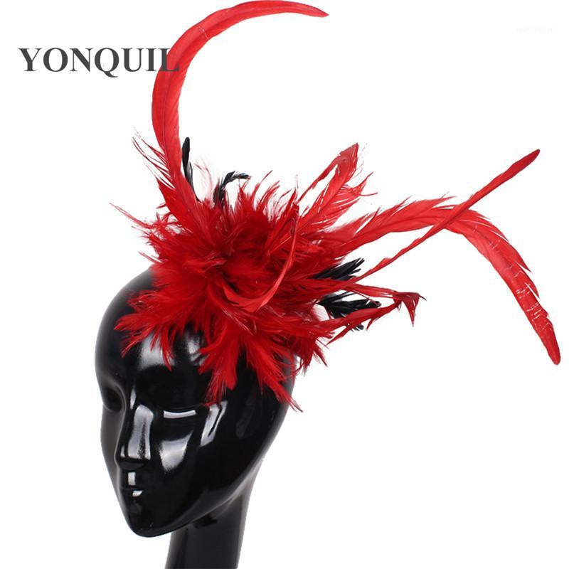 

fascinator hats with long feather decoration good as a bridal hair accessories women party hats 6pcs/lot free shipping 17colors1, Sky blue