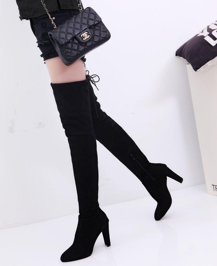 

Winter Waterproof Boots Women Long Boots Autumn Ladies Platform High Heels Thigh High Pointed Toe The Knee Women1, Black