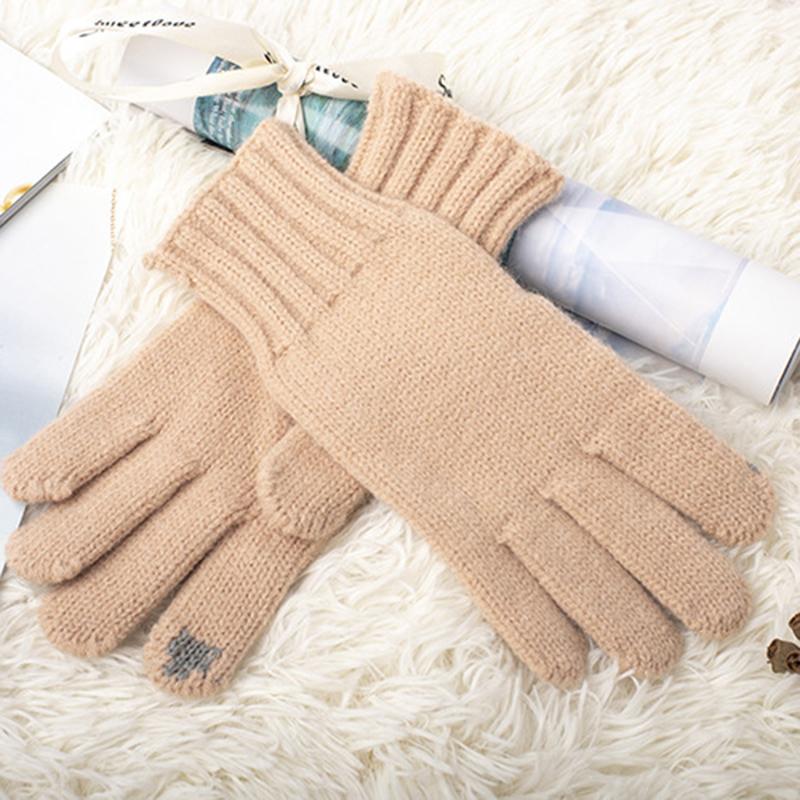 

Full Fingers Knitted Gloves Warm Mitten Winter Favor for Autumn and Winter &T8, Black