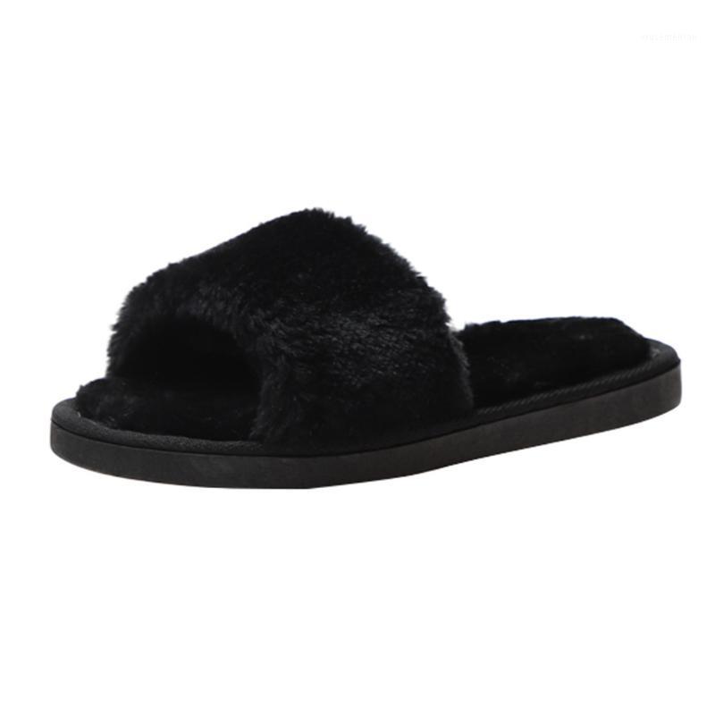 

KANCOOLD children's baby winter indoor slippers girls solid color open toe plush warm thickened soft bottom cotton shoes1, Pink