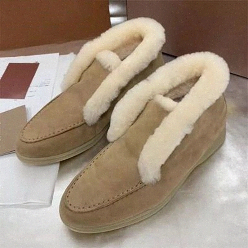 

Women Warm Suede Ankle Boots For Women Comfortable Slip-on Flat Boots Chic Ladies Canvas Woolen Snow Botas #dj8p, Black