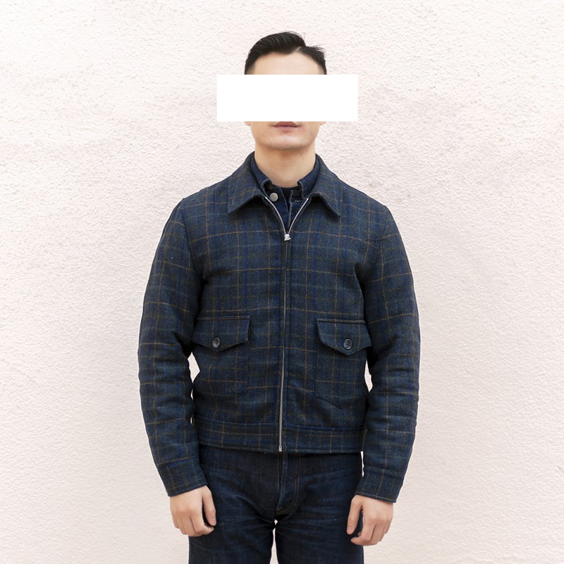 

Classic Tweed Chess Gas Station 40s Spring Slim Fit Short JKT Vintage Jacket E8R5, Beige