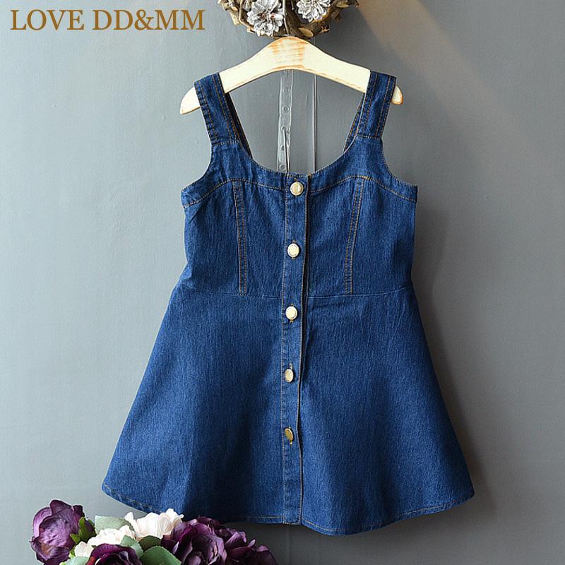 

LOVE DD&MM Girls Dresses 2020 Summer New Children's Wear Girls Casual Wild Sleeveless Camisole Denim Dress, Blue