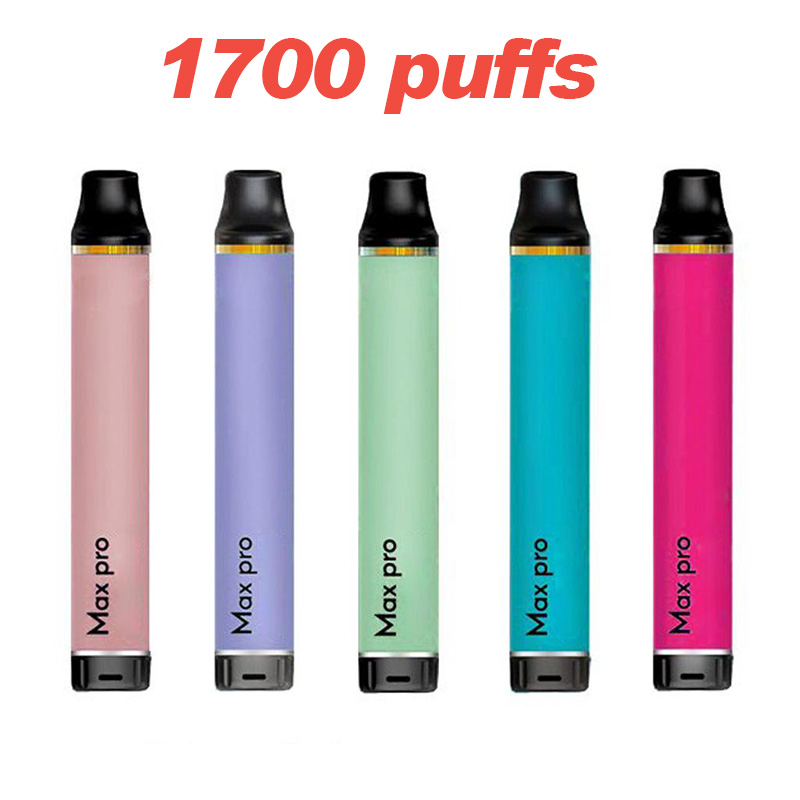 

Max Pro Disposable Vape Pen 1700 puffs prefilled vapor Cartridges Pods Starter Kit Stick Style Portable Vape Pen Vaporizer