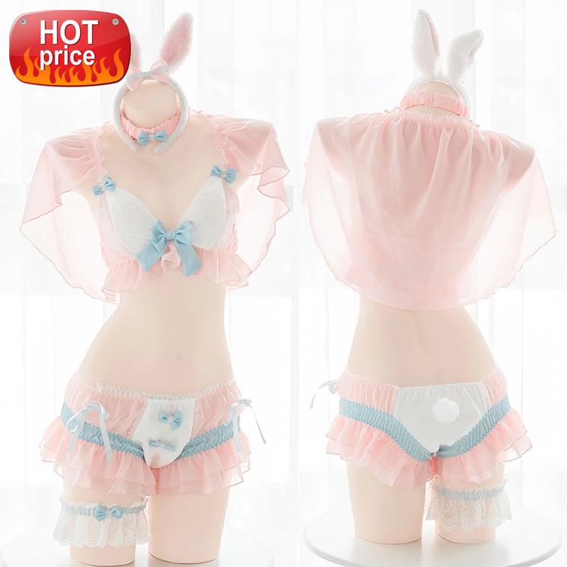 

Rabbit Sexy Kawaii Pink Cat Lingerie Cute Anime Panties Cosplay Halloween Outfits for Women Bunny Girl Cow Roleplay Suit Ddlg #Ri13, Black;white