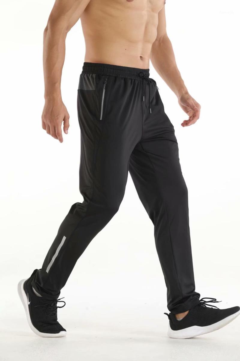 

Men Running Pants Professional Sports Leggings Running Gym Fitness Yoga Pants Zipper Skiny Leg Soccer Football Training1, Black