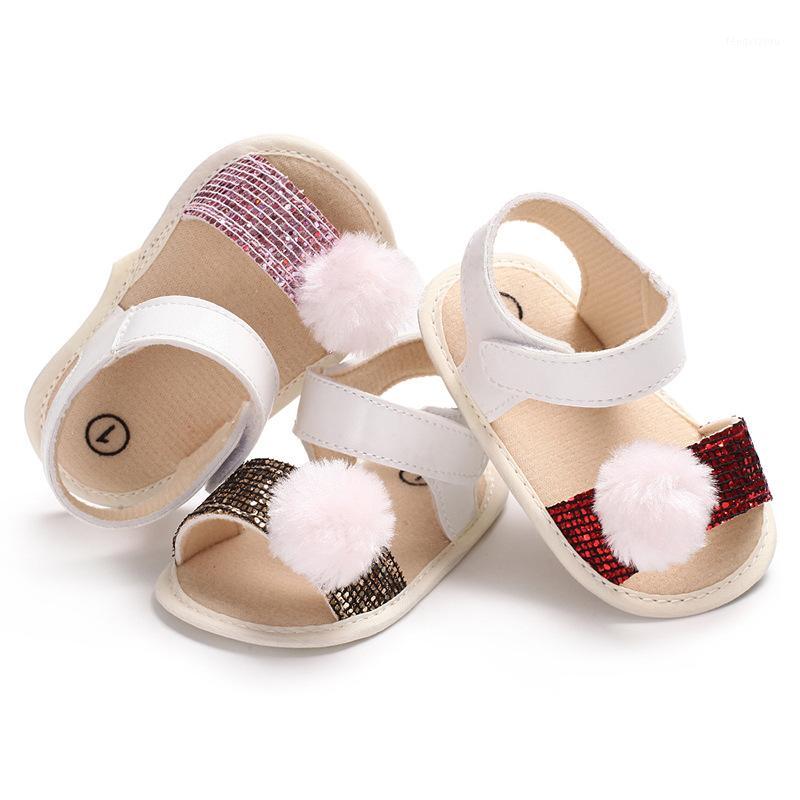 

New children baby girl PU material fashion children's shoes baby cute plush ball sequins non-slip shoes1, Pink