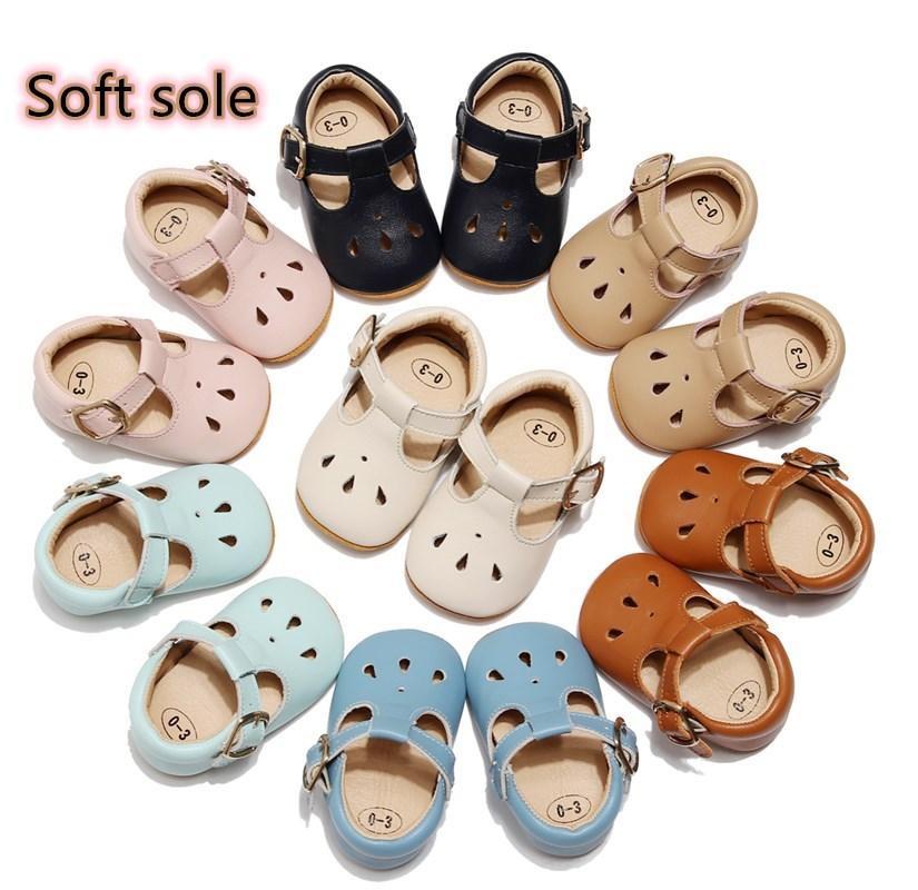 

Genuine Leather T-bar Baby Firstwalkers Soft Sole Infant Newborn baby Prewalkers Non-slip Waterdrop Breathable Solid Crib shoes, Pink