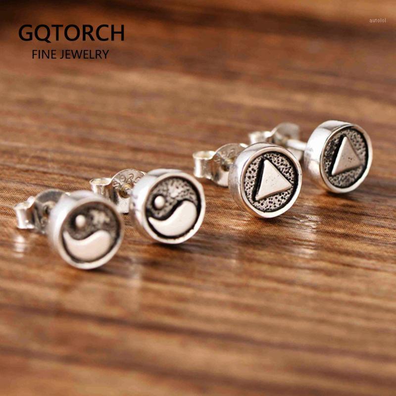 

925 Sterling Silver Earrings Symbol Yin Yang Triangle Minimalist Elegance Stud Earrings For Women Christmas Jewelry Brinco1