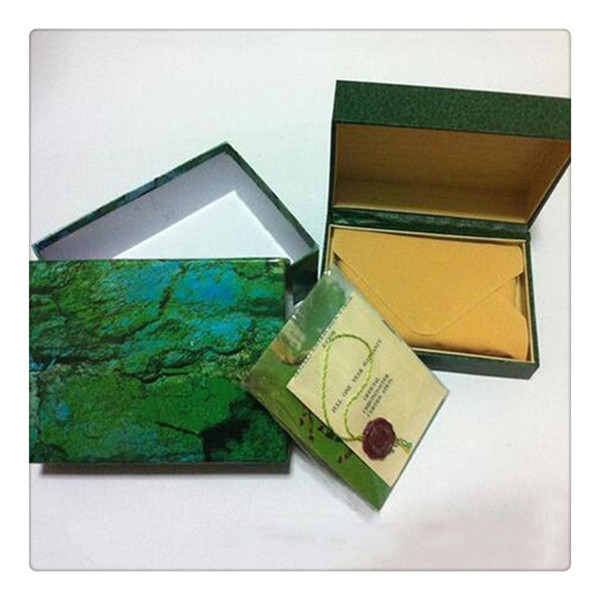 

New Style Brand Green Watch Original Wood Box Papers Gift Watches Boxes Leather bag Card For Rolex Box Rolex Watch Box HH01, Black;blue