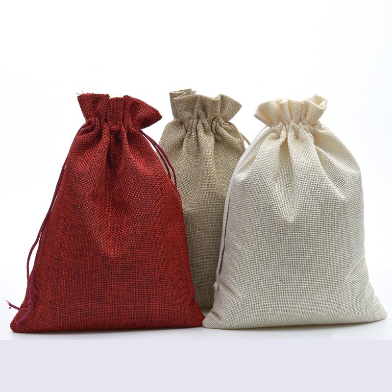 

17x23cm 100pcs Faux jute/Hessian Burlap Jewelry Gift Grocery Promotions Shoes Packaging Storage Bags Wedding Party Favors Holder