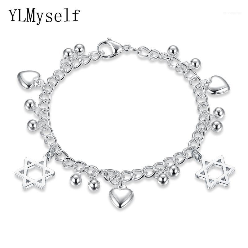 

YLMyself Women charms Bracelet Stainless Steel pulseira feminina start heart DIY pendants best gift Bracelets & Bangle1