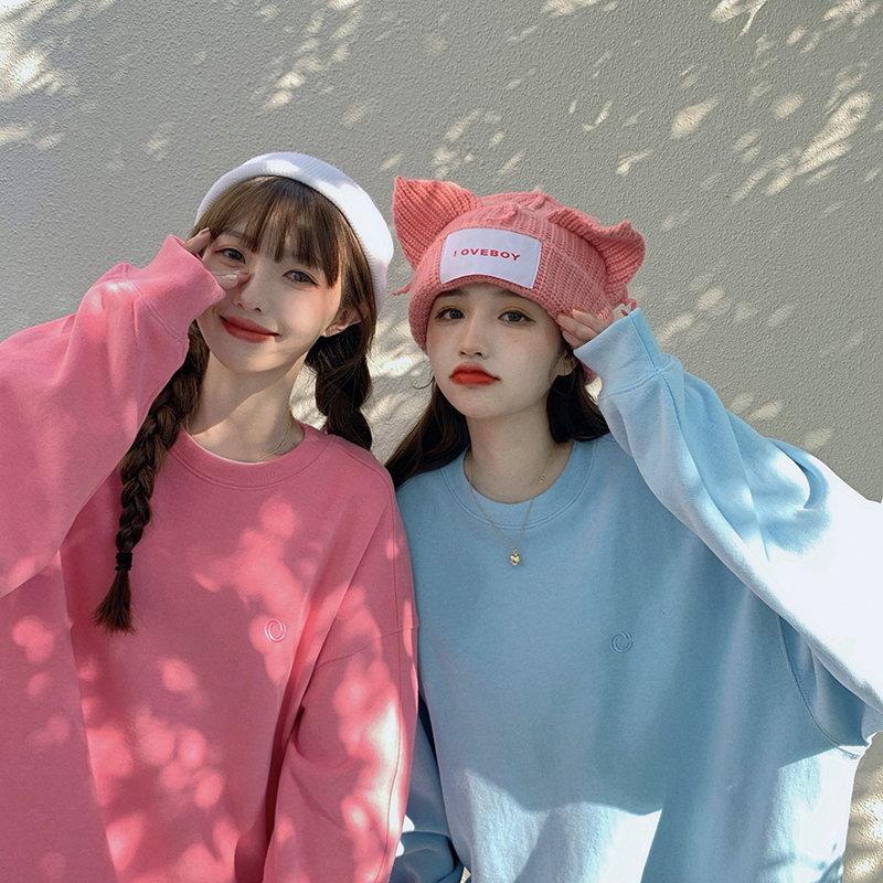 

2021 Girlfriend's Female Loose Autumn and Winter New Explosive Solid Around Her Neck Sweet Senior Tide Coat 90TN, Pink