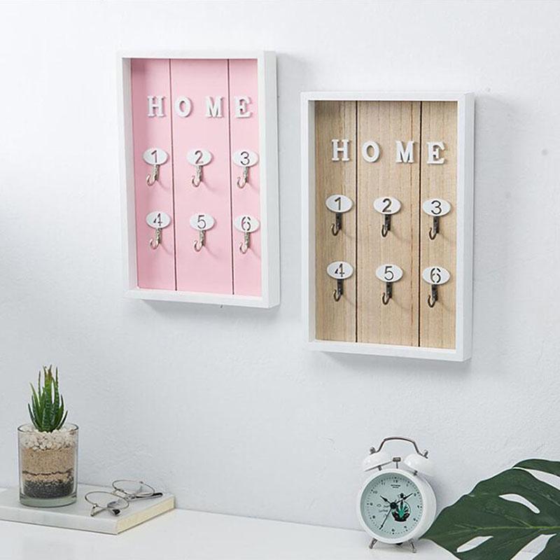 

Wall Mounted Key Holder Wooden Key Organizer Hanger With 6 Hook Wall Decorative Holder Minimalist Hook1